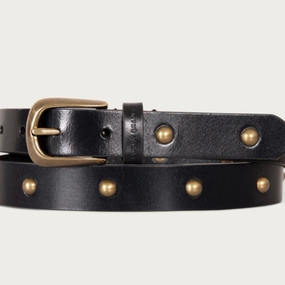 Lucky Brand Black and Gold Studded Belt, Medium. SAME DAY SHIPPING!